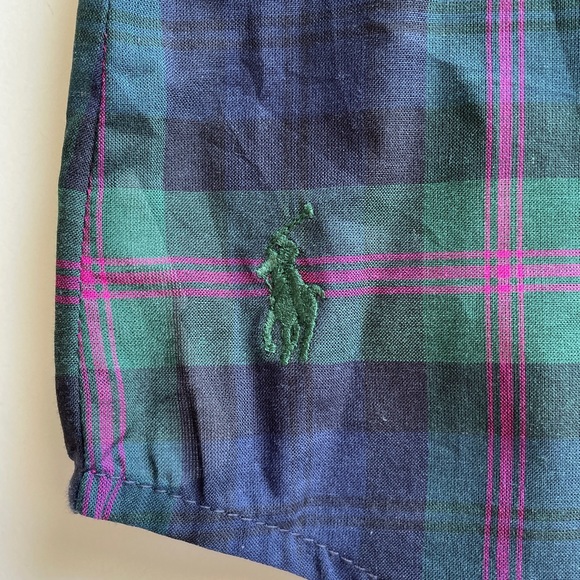 Ralph Lauren Girls Ruffle Navy Blue Plaid Long Sleeve Blouse Shirt 10 - Picture 7 of 9